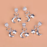 TrustDavis 925 Silver Star Moon Charm Pendant DIY Jewelry HY133