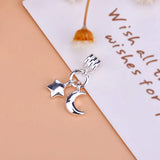 TrustDavis 925 Silver Star Moon Charm Pendant DIY Jewelry HY133