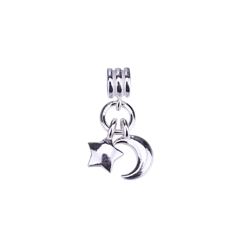 TrustDavis 925 Silver Star Moon Charm Pendant DIY Jewelry HY133