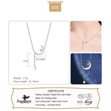 TrustDavis 925 Silver Moon CZ Necklace For Women Office Lady