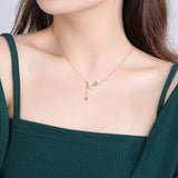 TrustDavis 925 Silver Moon CZ Necklace For Women Office Lady