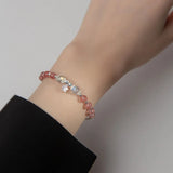 925 Silver Strawberry Crystal Sweet Moonstone Bracelet