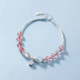 925 Silver Strawberry Crystal Sweet Moonstone Bracelet