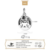 TrustDavis 925 Silver Cat Charm Pendant DIY Jewelry