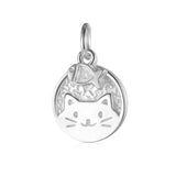 TrustDavis 925 Silver Cat Charm Pendant DIY Jewelry