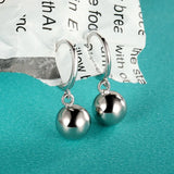 Davis Real 925 Sterling Silver Ball Charm Hoop Earring for Women