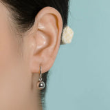 Davis Real 925 Sterling Silver Ball Charm Hoop Earring for Women