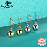 Davis Real 925 Sterling Silver Ball Charm Hoop Earring for Women