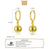 Davis Real 925 Sterling Silver Ball Charm Hoop Earring for Women