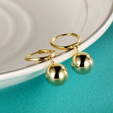 Davis Real 925 Sterling Silver Ball Charm Hoop Earring for Women
