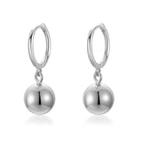 Davis Real 925 Sterling Silver Ball Charm Hoop Earring for Women