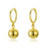 Davis Real 925 Sterling Silver Ball Charm Hoop Earring for Women