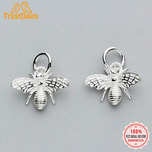 TrustDavis 925 Silver 3D Busy Bees Charm Pendant DIY Jewelry DZ117