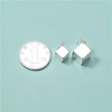 TrustDavis 925 Silver Sweet 3D Square Charm Pendant DIY Jewelry HY432
