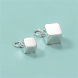 TrustDavis 925 Silver Sweet 3D Square Charm Pendant DIY Jewelry HY432