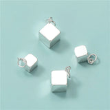 TrustDavis 925 Silver Sweet 3D Square Charm Pendant DIY Jewelry HY432