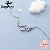 Davis 925 Silver Angel Wing CZ Pendant Necklace For Women