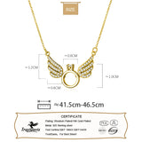 Davis 925 Silver Angel Wing CZ Pendant Necklace For Women