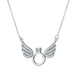 Davis 925 Silver Angel Wing CZ Pendant Necklace For Women
