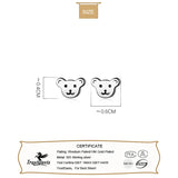 925 Silver Animal Bear Stud Earrings For Women Children Party