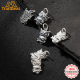 Davis 925 Sterling Silver Owl Charm Pendant DIY Jewelry