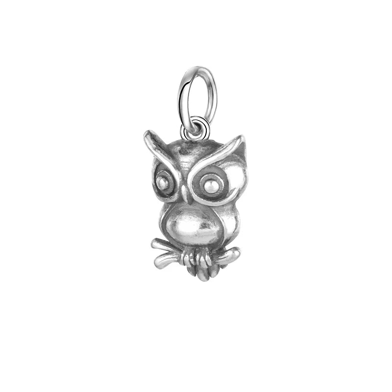Davis 925 Sterling Silver Owl Charm Pendant DIY Jewelry