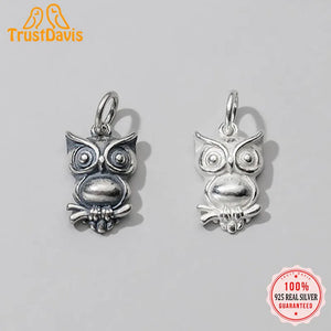 Davis 925 Sterling Silver Owl Charm Pendant DIY Jewelry