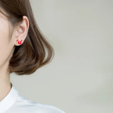 TrustDavis 925 Sterling Silver Red Fox Stud Earrings Wedding Jewelry