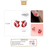TrustDavis 925 Sterling Silver Red Fox Stud Earrings Wedding Jewelry