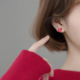 TrustDavis 925 Sterling Silver Red Fox Stud Earrings Wedding Jewelry