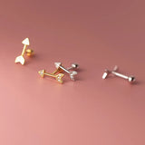 Davis 925 Silver Arrow CZ Stud Earrings For Women