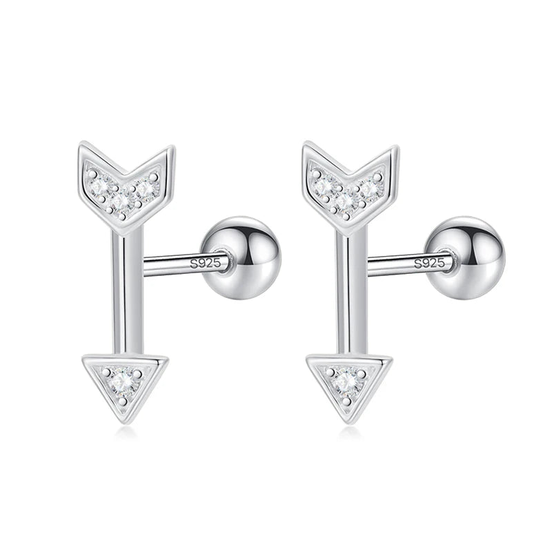 Davis 925 Silver Arrow CZ Stud Earrings For Women