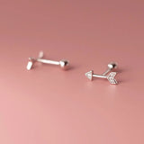 Davis 925 Silver Arrow CZ Stud Earrings For Women