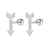 Davis 925 Silver Arrow CZ Stud Earrings For Women