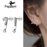 TrustDavis 925 Silver Sweet CZ Stud Earrings For Women Wedding Party