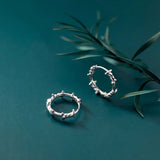 925 Silver Barbed Wire Ear Cuff Hoop Earring Wedding Jewelry