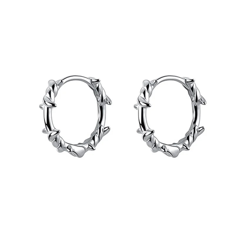 925 Silver Barbed Wire Ear Cuff Hoop Earring Wedding Jewelry