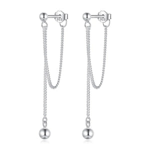 925 Sterling Silver Sweet Bead Charm Stud Earring Wedding Jewelry