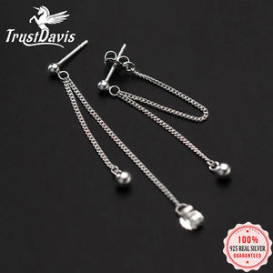 925 Sterling Silver Sweet Bead Charm Stud Earring Wedding Jewelry