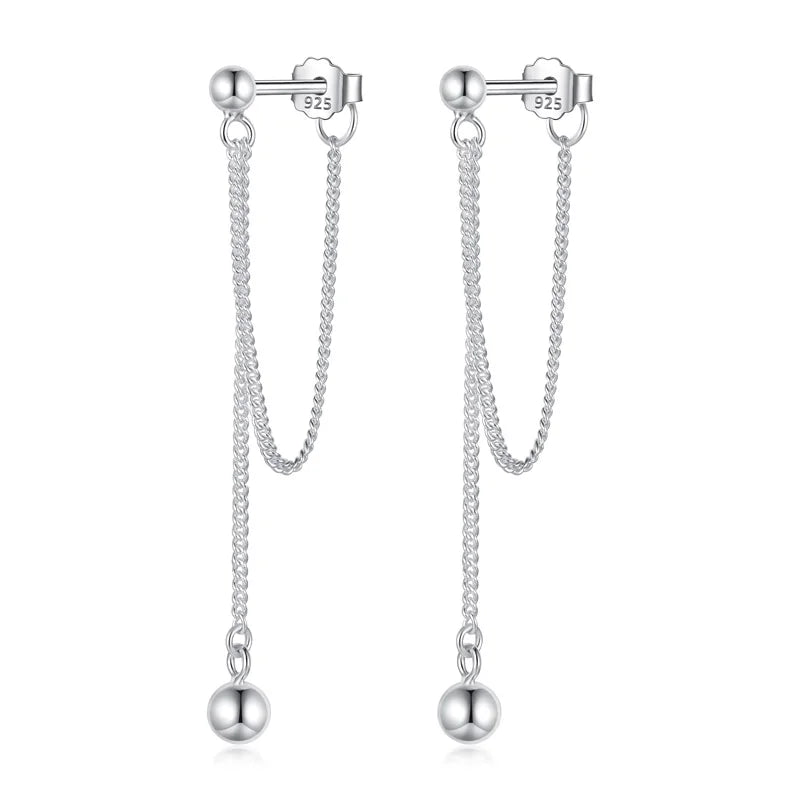 925 Sterling Silver Sweet Bead Charm Stud Earring Wedding Jewelry