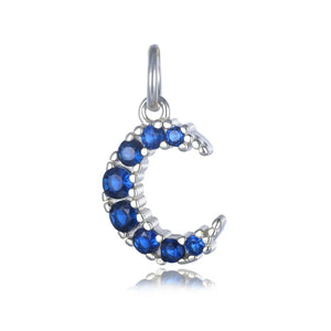 TrustDavis 925 Sterling Silver CZ Moon Charm Pendant