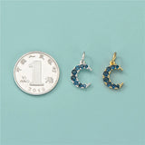 TrustDavis 925 Sterling Silver CZ Moon Charm Pendant