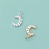 TrustDavis 925 Sterling Silver CZ Moon Charm Pendant