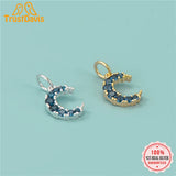 TrustDavis 925 Sterling Silver CZ Moon Charm Pendant