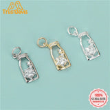 TrustDavis 925 Sterling Silver Sweet Bottle Dazzling CZ Charm Pendant