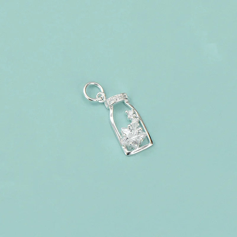 TrustDavis 925 Sterling Silver Sweet Bottle Dazzling CZ Charm Pendant
