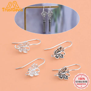 TrustDavis 925 Sterling Silver Butterfly Ear Hook Earring DIY Jewelry HY051