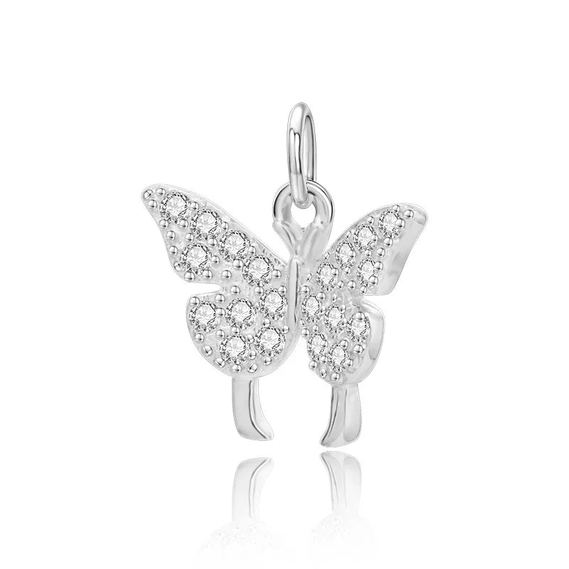 TrustDavis 925 Sterling Silver Butterfly Zircon Charm Pendant