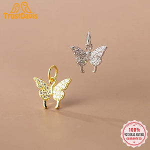 TrustDavis 925 Sterling Silver Butterfly Zircon Charm Pendant