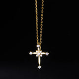 TrustDavis 925 Sterling Silver CZ Cross Pendant Necklace For Women